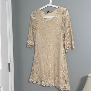 Cream Colored Lace Shift Dress